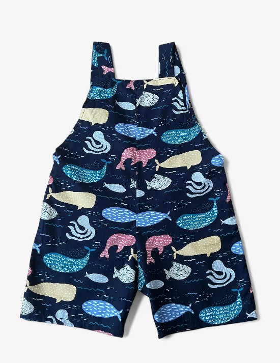 Summer sealife patterned dungarees in navy