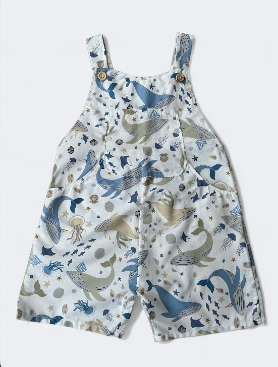 Summer Sealife patterned dungarees