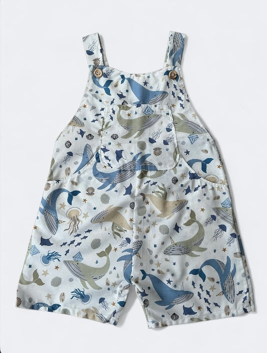 Summer Sealife patterned dungarees