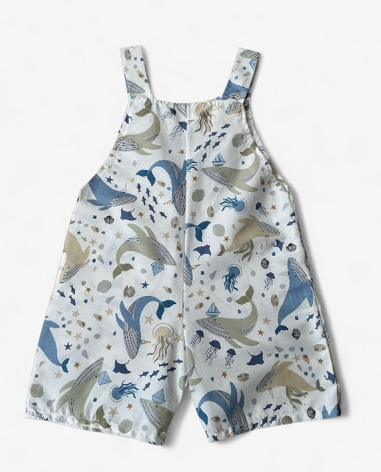 Summer Sealife patterned dungarees
